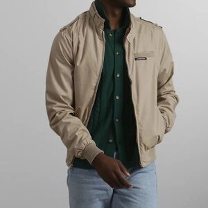 Vintage Members Only Jacket Mens Tan Beige Bomber Racer 80s Retro windbreaker